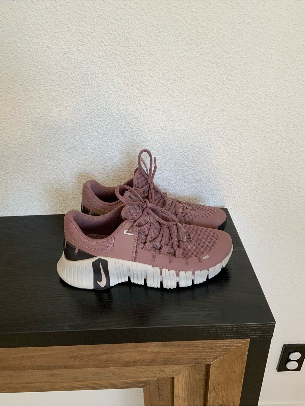 Nike Mauve Pink Knit Training Sneakers with White Sole